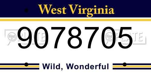 9078705 West Virginia License Plate
