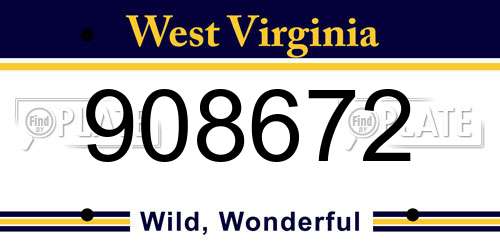 908672 West Virginia License Plate