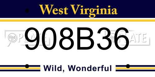 908B36 West Virginia License Plate