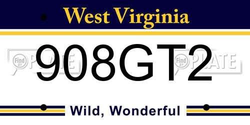 908GT2 West Virginia License Plate