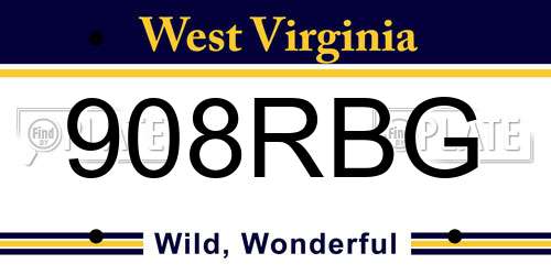 908RBG West Virginia License Plate