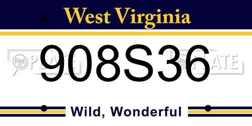 908S36 West Virginia License Plate