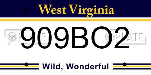 909BO2 West Virginia License Plate