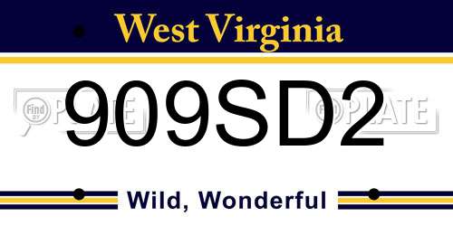 909SD2 West Virginia License Plate
