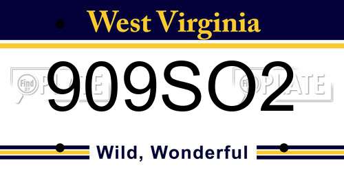 909SO2 West Virginia License Plate