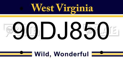 90DJ850 West Virginia License Plate