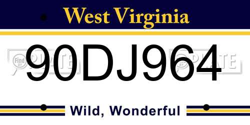 90DJ964 West Virginia License Plate