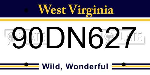 90DN627 West Virginia License Plate