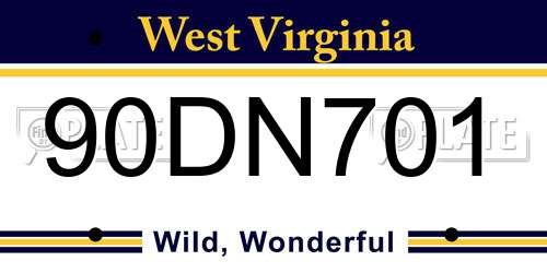 90DN701 West Virginia License Plate