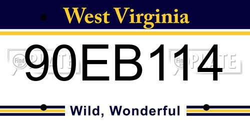 90EB114 West Virginia License Plate