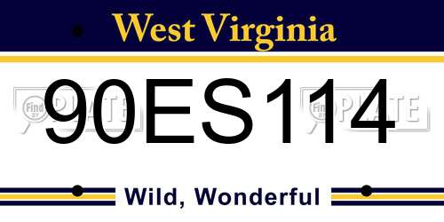 90ES114 West Virginia License Plate