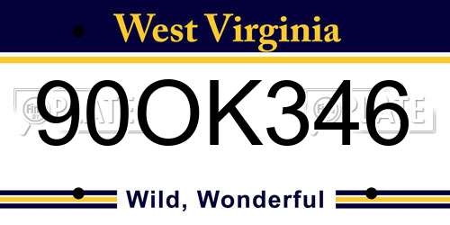 90OK346 West Virginia License Plate