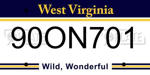 90ON701 West Virginia License Plate