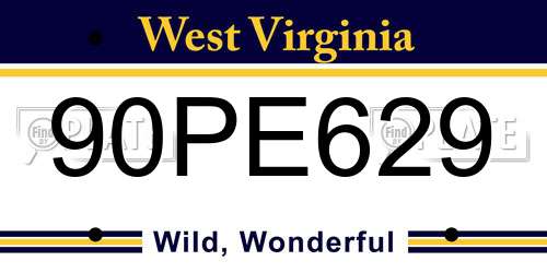 90PE629 West Virginia License Plate