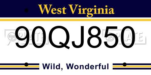 90QJ850 West Virginia License Plate