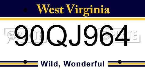 90QJ964 West Virginia License Plate