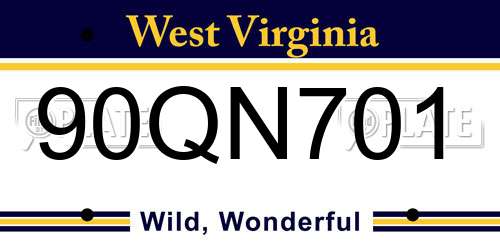 90QN701 West Virginia License Plate