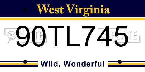 90TL745 West Virginia License Plate
