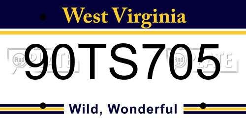 90TS705 West Virginia License Plate