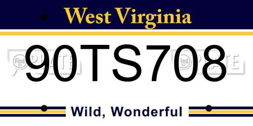 90TS708 West Virginia License Plate