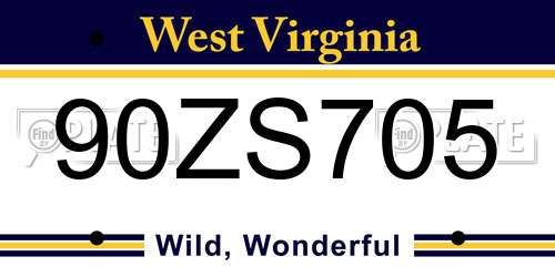 90ZS705 West Virginia License Plate