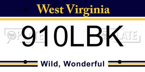 910LBK West Virginia License Plate