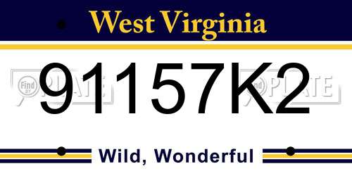 91157K2 West Virginia License Plate