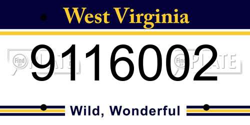 9116002 West Virginia License Plate
