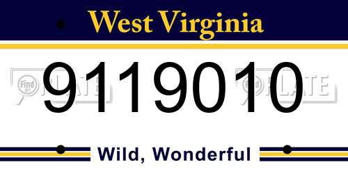 9119010 West Virginia License Plate