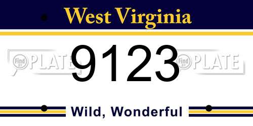 9123 West Virginia License Plate