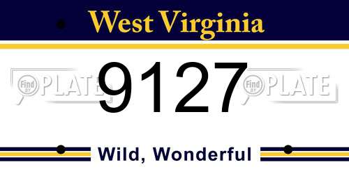 9127 West Virginia License Plate