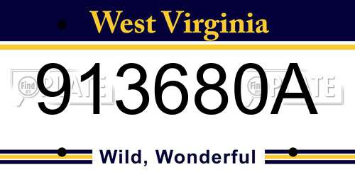 913680A West Virginia License Plate