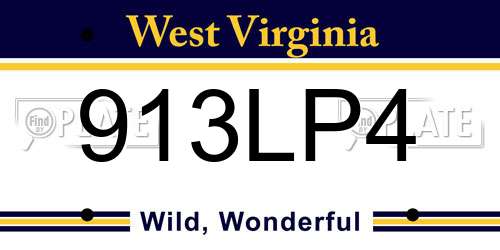 913LP4 West Virginia License Plate