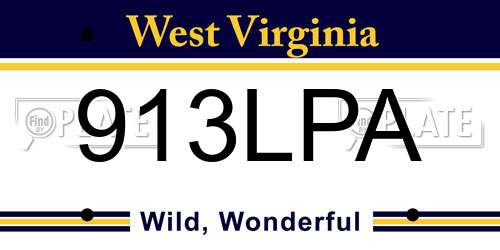 913LPA West Virginia License Plate
