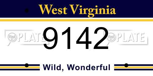 9142 West Virginia License Plate