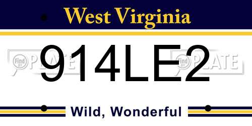 914LE2 West Virginia License Plate
