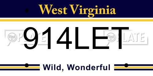 914LET West Virginia License Plate