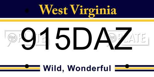 915DAZ West Virginia License Plate
