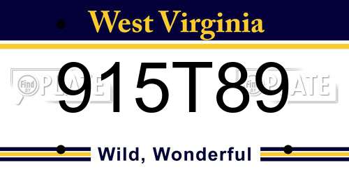 915T89 West Virginia License Plate