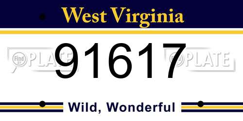 91617 West Virginia License Plate