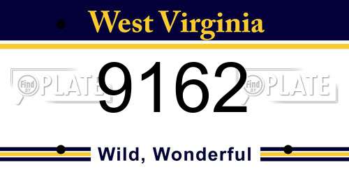 9162 West Virginia License Plate