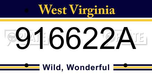 916622A West Virginia License Plate
