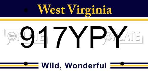 917YPY West Virginia License Plate