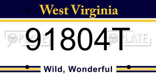 91804T West Virginia License Plate