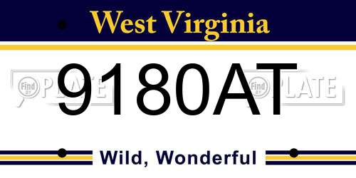 9180AT West Virginia License Plate
