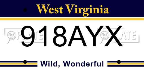 918AYX West Virginia License Plate