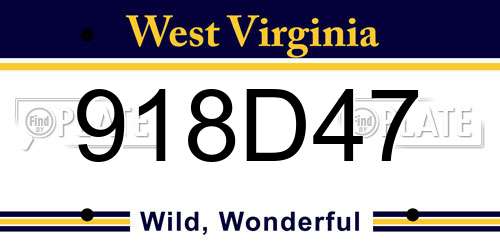 918D47 West Virginia License Plate