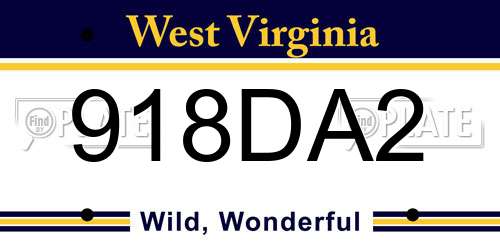 918DA2 West Virginia License Plate