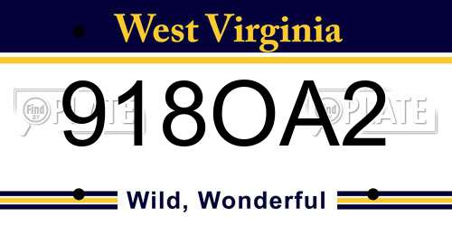 918OA2 West Virginia License Plate