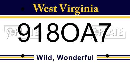 918OA7 West Virginia License Plate